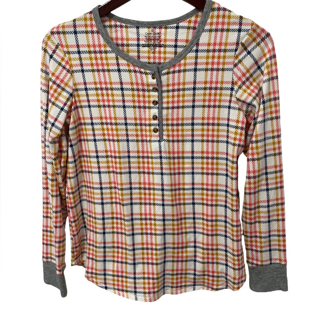 Cuddl Duds Women’s Multicolored Plaid Henley XS Pajama Set NWT